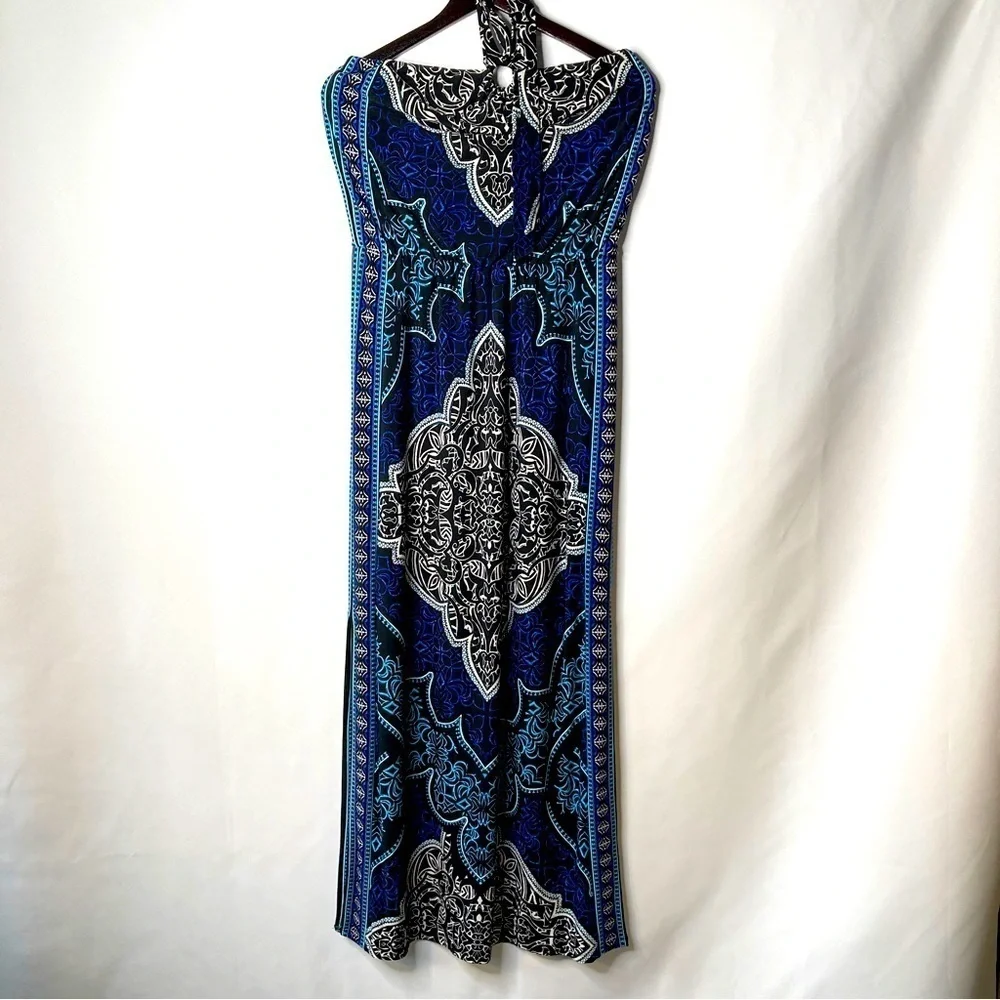 White House Black Market Women’s Halter Neck Bohemian Print Maxi Dress Size S - Picture 1 of 10